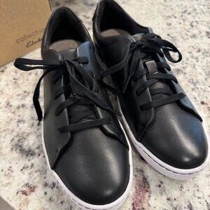 Women's Clarks Black Leather Sneakers